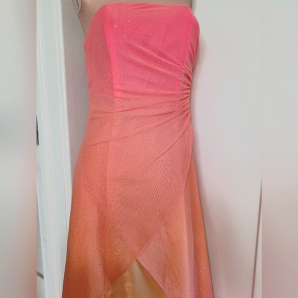 Jump Apparel Rainbow Sherbert Pink Orange Strapless Sparkle Dress Size 5/6 - Picture 10 of 16